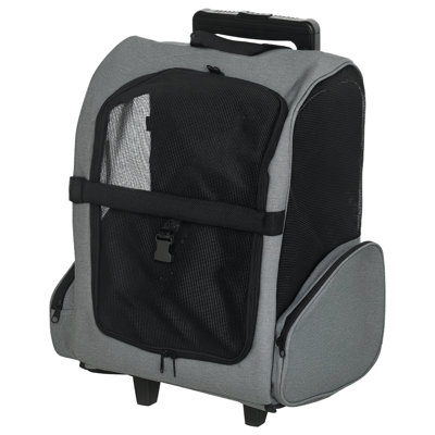 Tucker Murphy Pet™ 2-IN-1 Pet Luggage Box Backpack Carrier Cats Dogs W/ Handle, Rolling Wheel Grey
