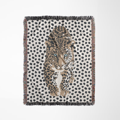 Inky Leopard Cotton Blend Blanket Throw