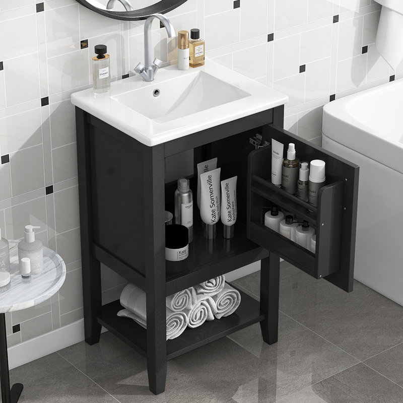 Versatile Bathroom Vanity with Multiple Storage Options and Durable Construction, Black