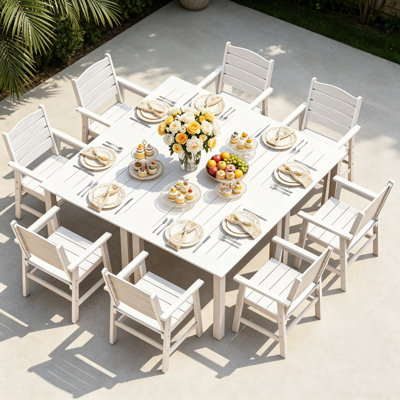 All-Weather Outdoor Dining Sets - Rust-Resistant Modern Outdoor Dining Sets For Backyard Garden Deck Poolside 4-Table 8-Chairs