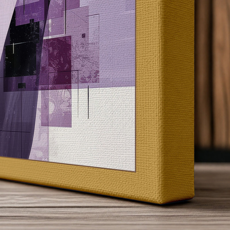 Purple Tulip Botanical - Wrapped Canvas, 30x20 - 76.2 x 50.8 cm, Ochre Border