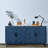 4 Door Wooden Cabinet With Adjustable Interior For Custom Storage Solid Wood + In Antique Navy Blue-1725647659