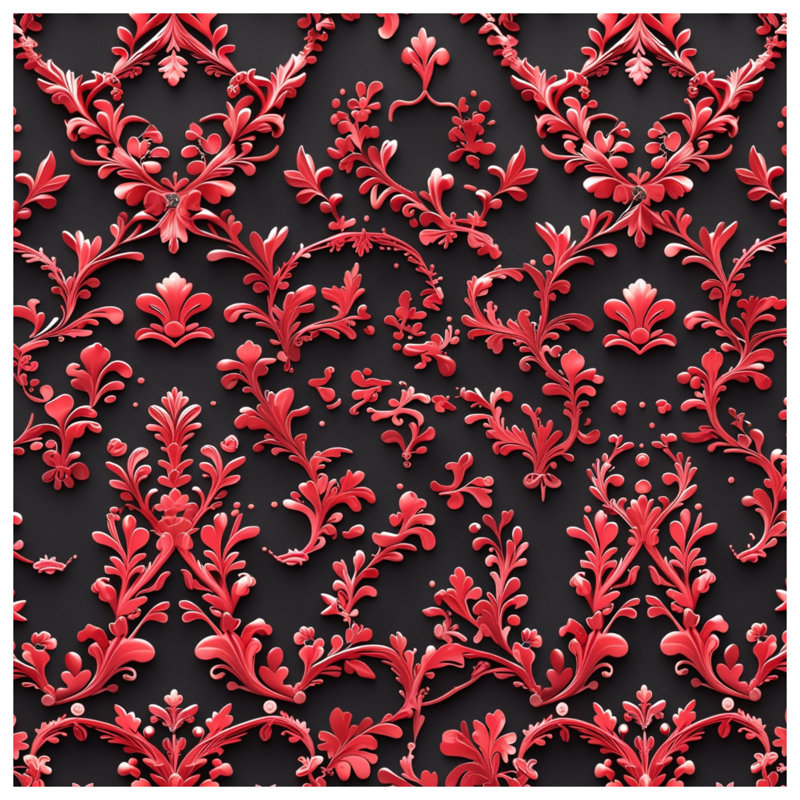 Tapis de bain damassé rouge, 24in W x 17in L