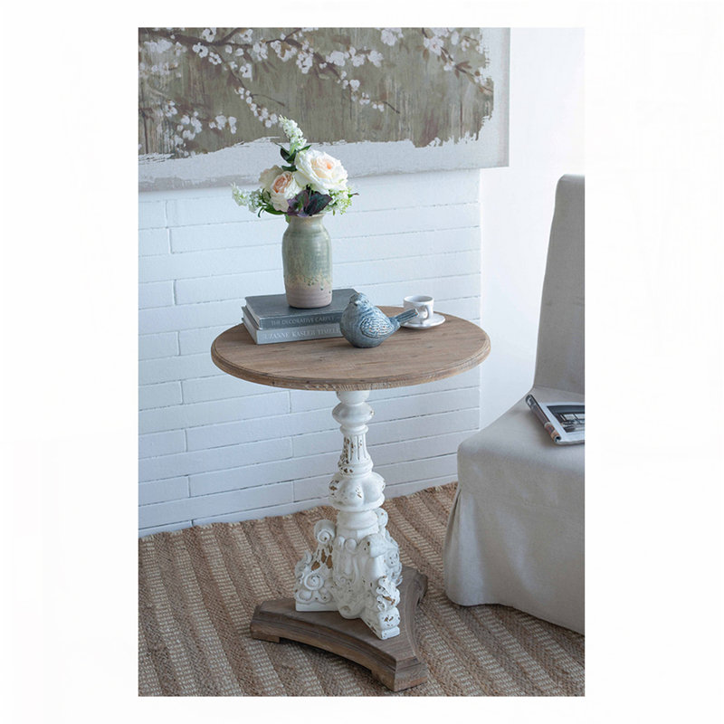 Table d'appoint ronde antique blanche