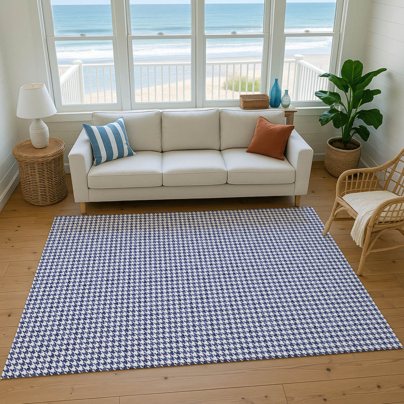 Premium Machine Washable Paullette AMF137 Navy Rug, Rectangle 9' x 12'