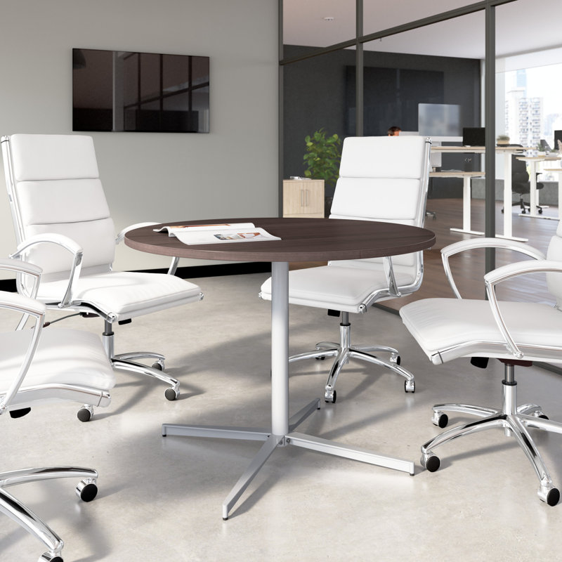 Table Bush Round Table Bush Business Furniture 42-Inch Round Conference Table With Metal Base ...