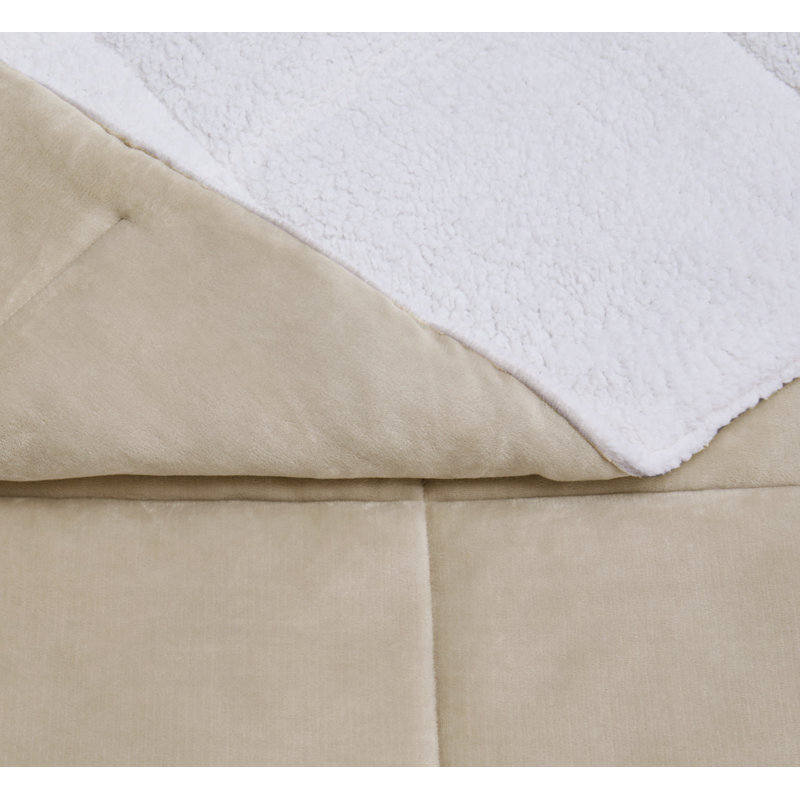 Truly Soft Cuddle Standard Polyester Comforter Set, Queen Comforter + 2 Shams, Tan
