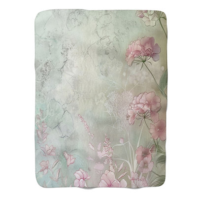 Motifs de fleurs rétro - couverture Sherpa de qualité supérieure 1 pièce