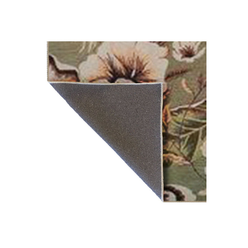 Tapis décoratif vert à motif floral, Sous-tapis rectangulaire de 3 pi 3 po x 4 pi 11 po