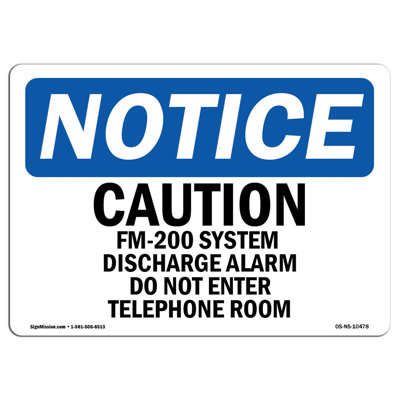 Caution FM-200 System Discharge Alarm Sign