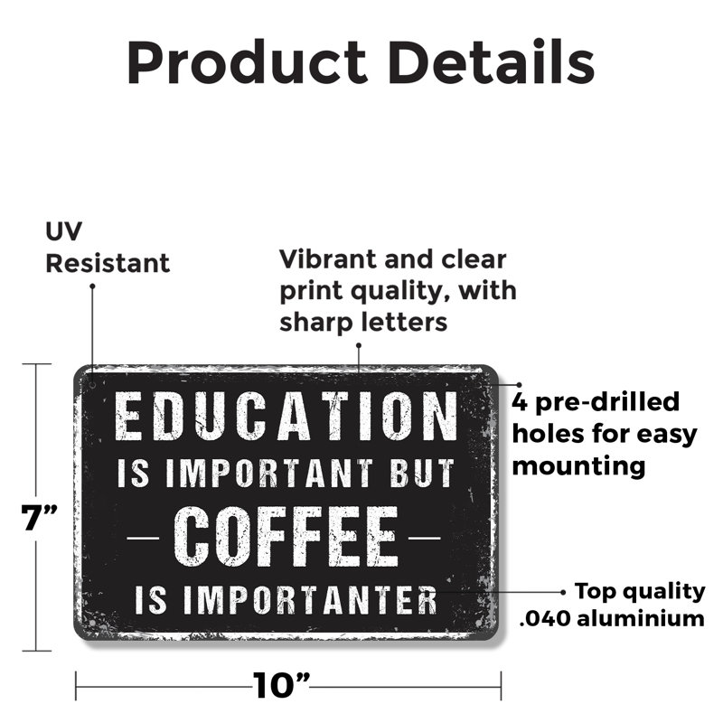 Enseigne fantaisie en aluminium 7 po x 10 po Coffee Lover