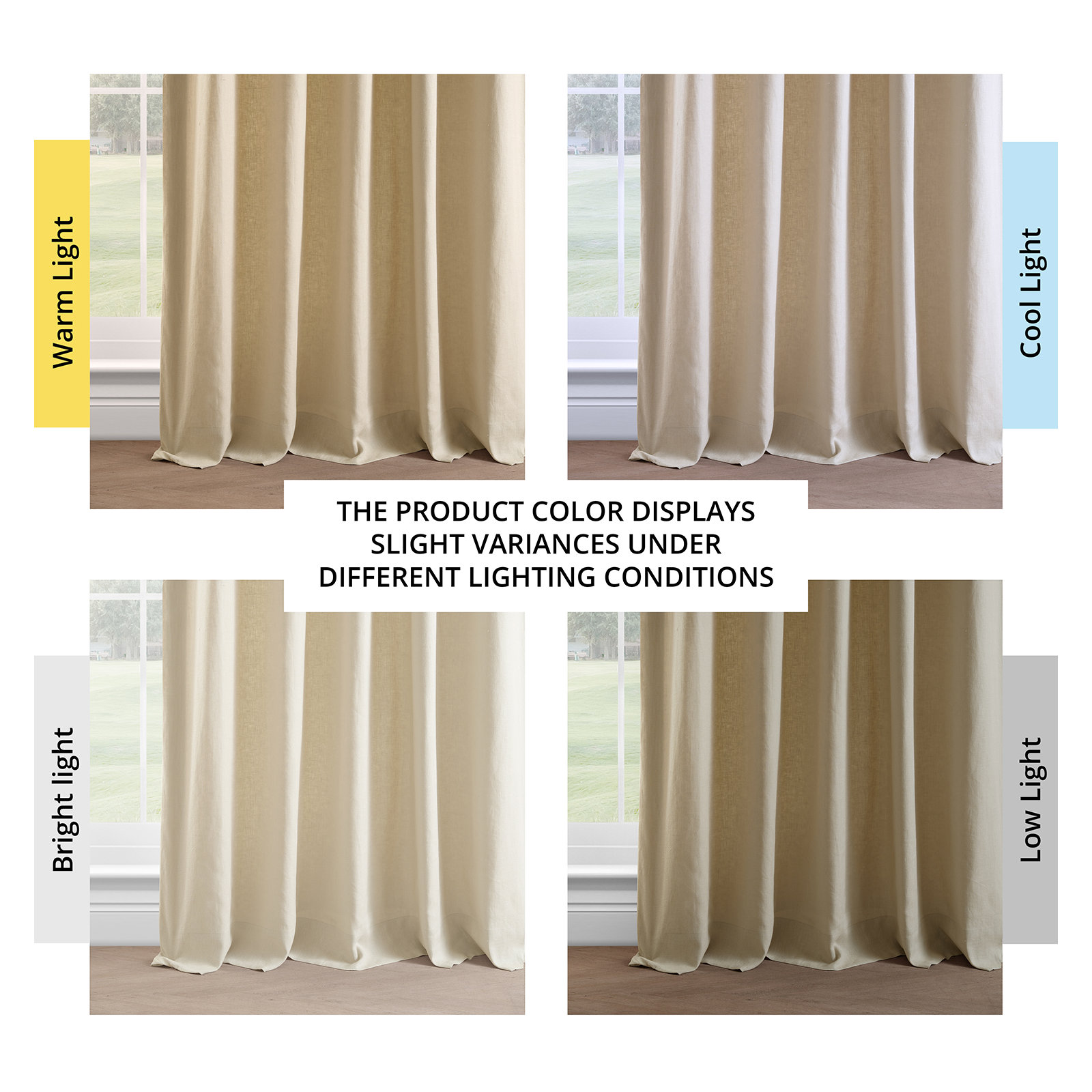 Briella French Linen Room Darkening Curtain, Walnut Beige, 50" W x 84" L