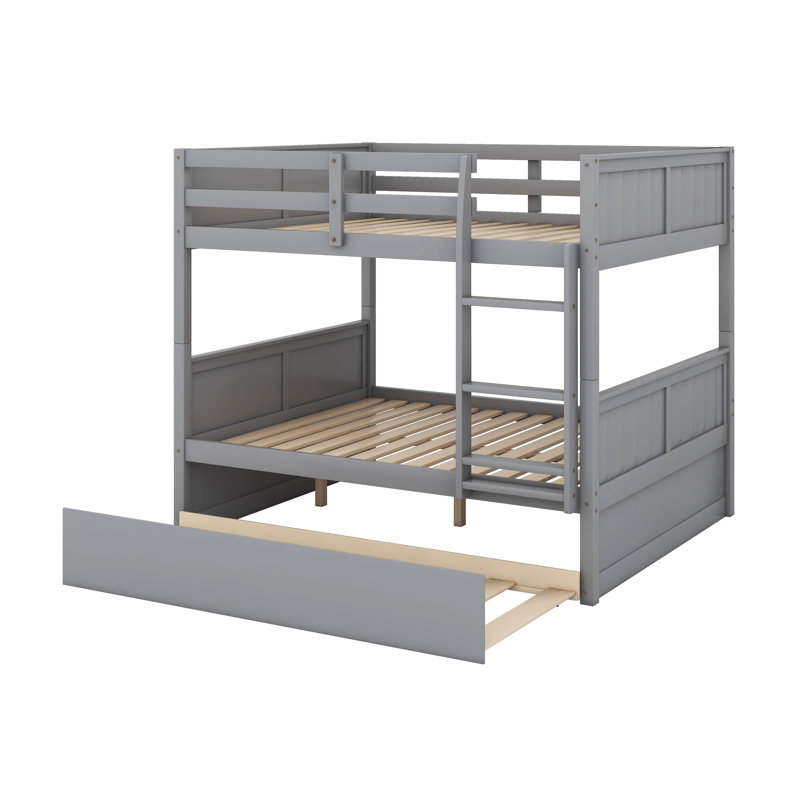 Lit double superposé au dessus d'un lit double avec lit gigogne, Gris