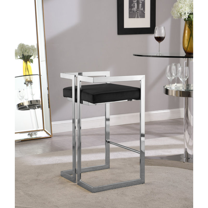 Tabouret de comptoir 27 po Isam, Velours noir, Chrome