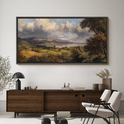 Rustic Countryside Idyllic Countryside with Rolling Hills and Farms Modern Art Extra Large Artwork Print Wall Art