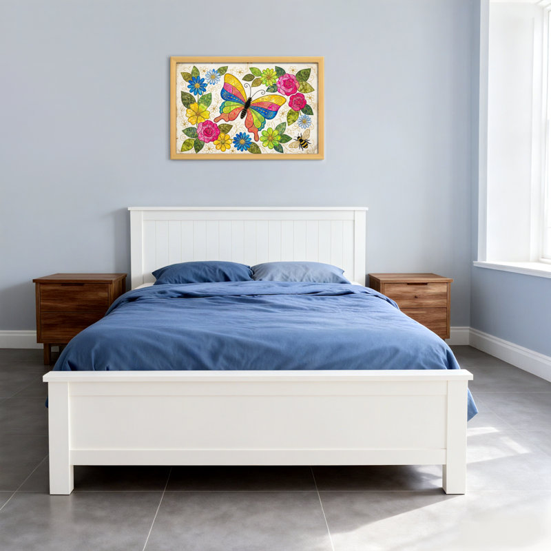 Motif floral animaux avec abeille, H 12 po x l 18 po, Toile tendue, Ne s’applique pas