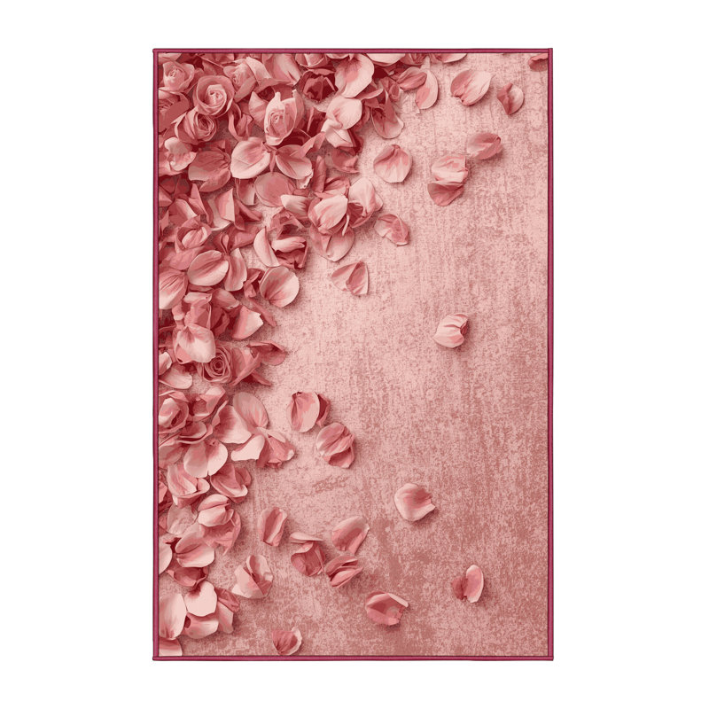 Tapis rose doux et moelleux à motif abstrait moderne et contemporain Festa Valentines, 4 x 2