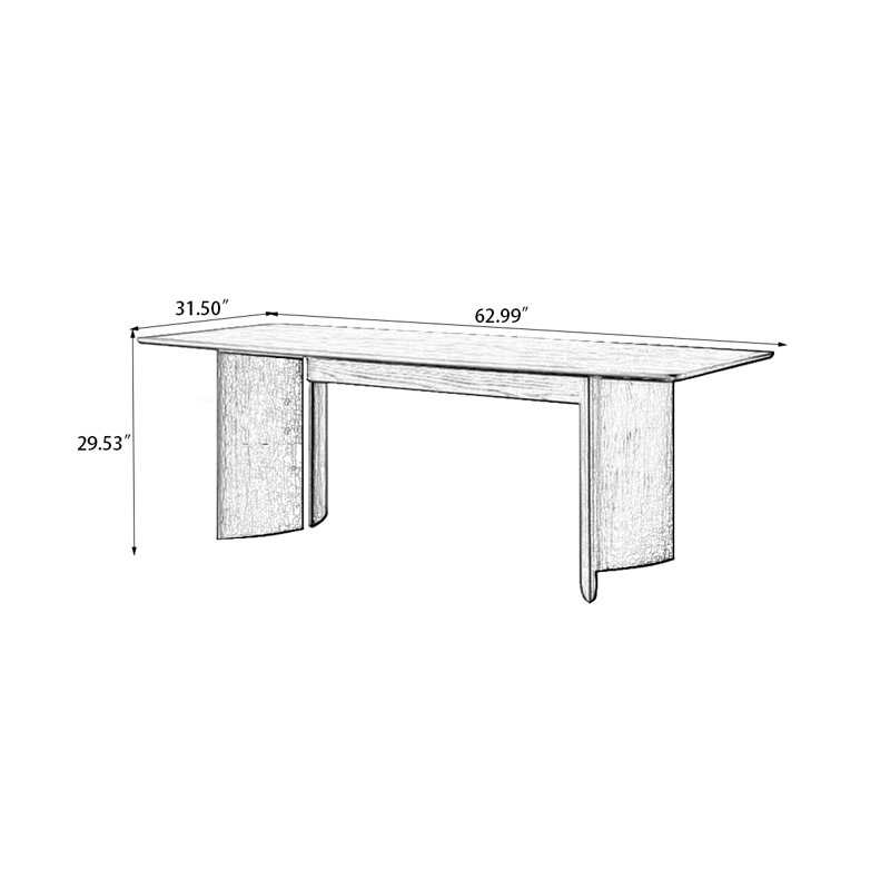 62.99" Black Rectangle Solid Wood Dining Tables, H 29,53 po x L 62,99 po x l 31,5 po