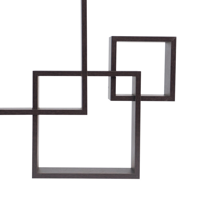 Intersecting Cube Accent Wall Shelf, Espresso, 17.75" H x 25" W x 3.8" D