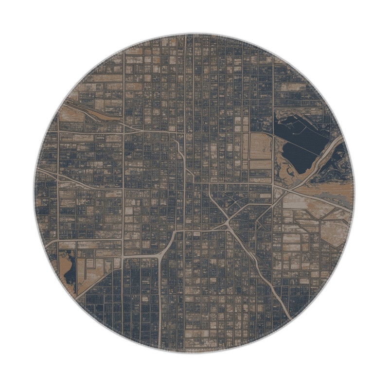Tapis intérieur et extérieur noir Transport, Rond 5 pi