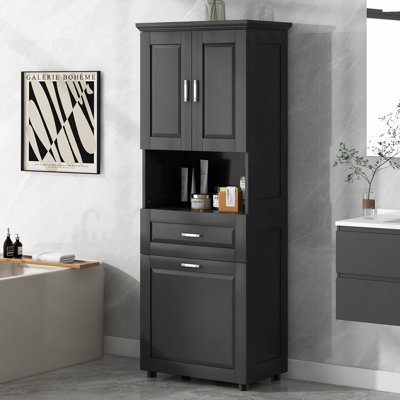 Bathroom Cabinet With Laundry Basket, Large Storage Space Tilt-Out Laundry Hamper And Upper Storage Cabinet