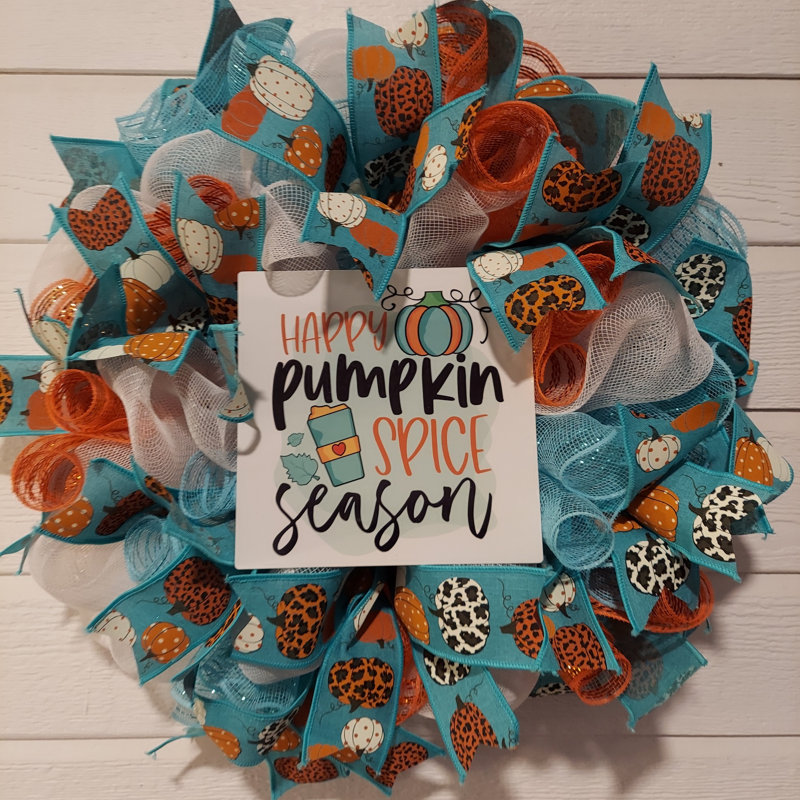 Couronne en maille 22 po Happy Pumpkin
