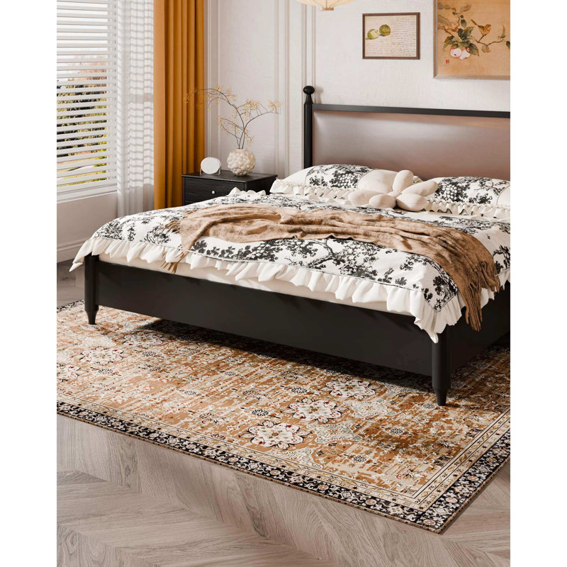 Tapis lavable rétro vert brun 6 pi x 9 pi Anti-dérapant à poils courts | Idée de cadeau, Rectangle 6 pi x 9 pi