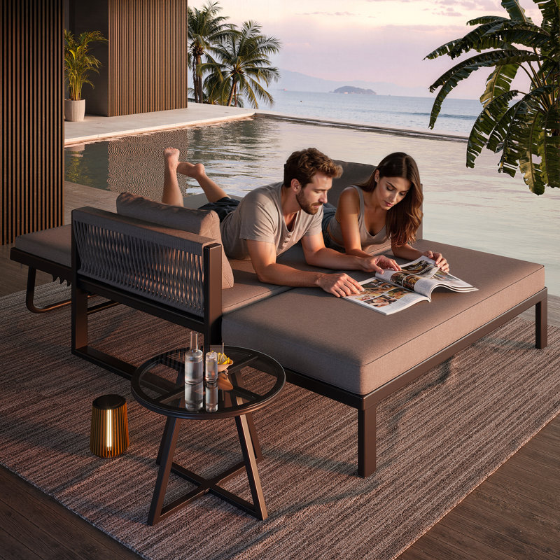 101cm Wide Straight Iron Patio Daybed