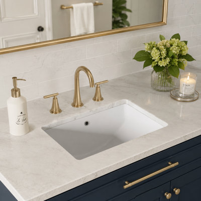 21'' x 13'' Undermount Rectangular Bathroom Sink with Overflow, White Ceramic Vanity Sink,Easy to Clean