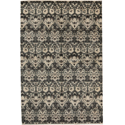 Tapis gris foncé noué à la main de haute qualité