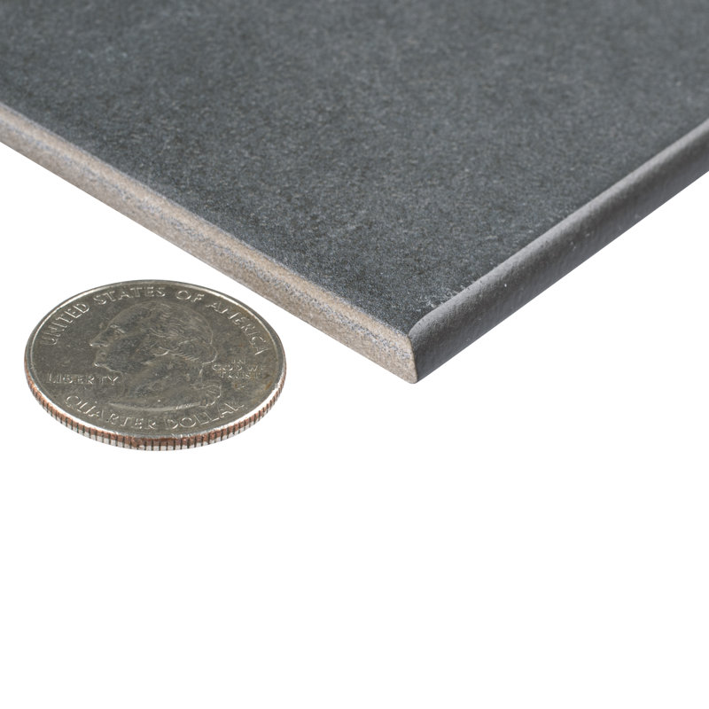 Twenties 8" x 4" Matte Ceramic Bullnose Tile Trim in Dark Gray