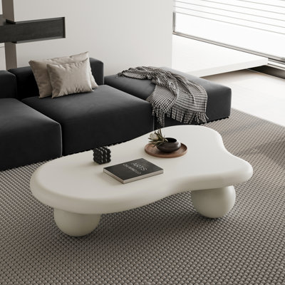 Table basse de 47 pouces en forme de nuage avec 3 pieds sphériques pour le salon