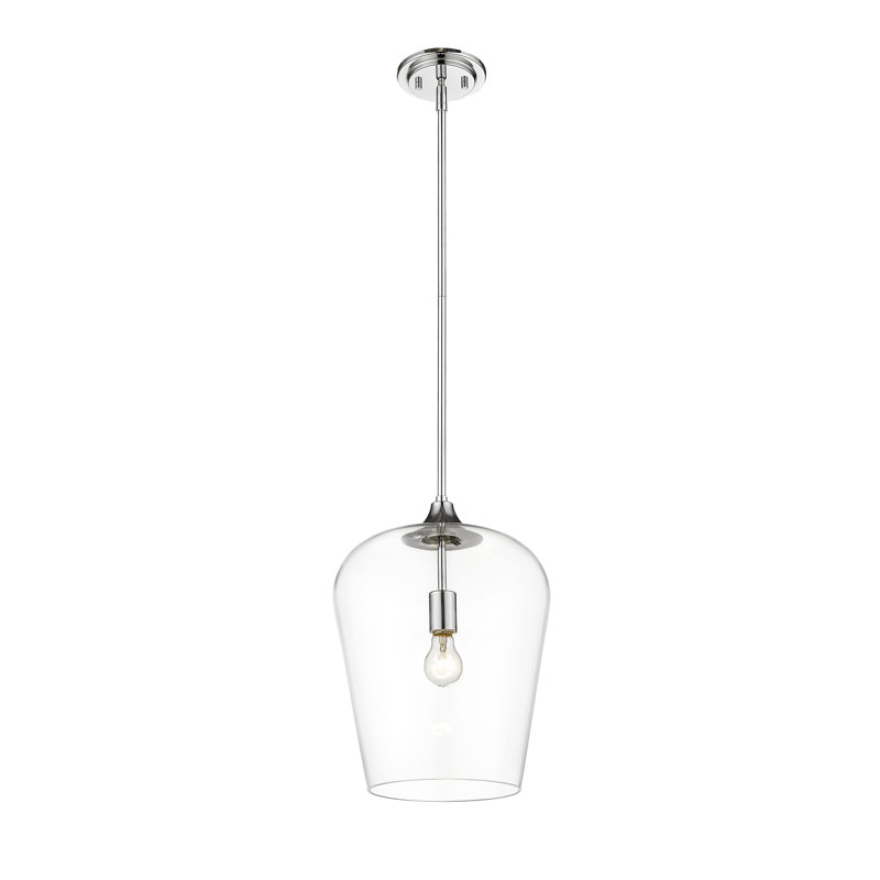 Luminaire suspendu en verre Dahlya, H 16,25 po x l 12 po x P 12 po, Chrome chrome