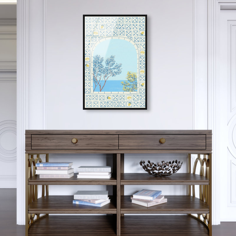 Mediterranean Window Print by Oliver Gal, 16"H x 11"W, Black Floater Frame