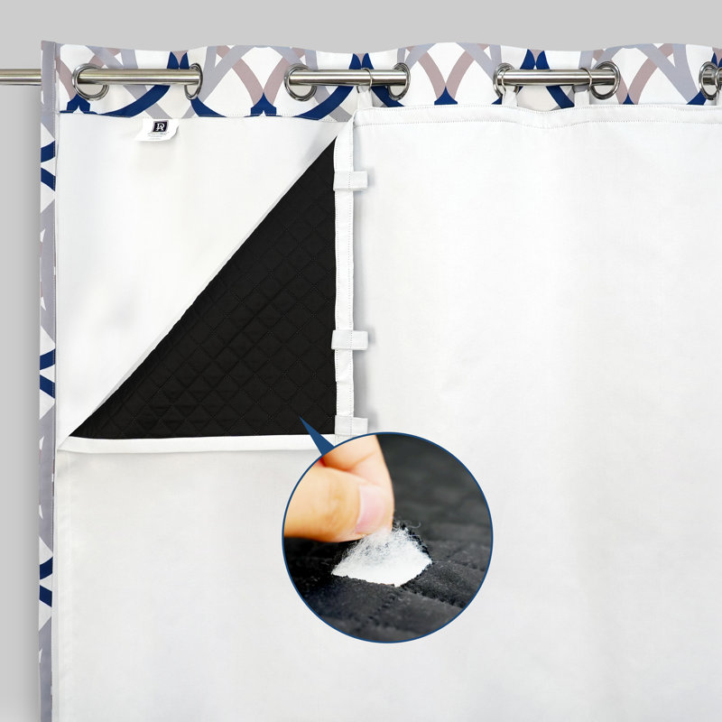 Doublure de rideau isolante et insonorisée et matelassée 100% blanc-grisâtre occultant, L 50 po x L 80 po