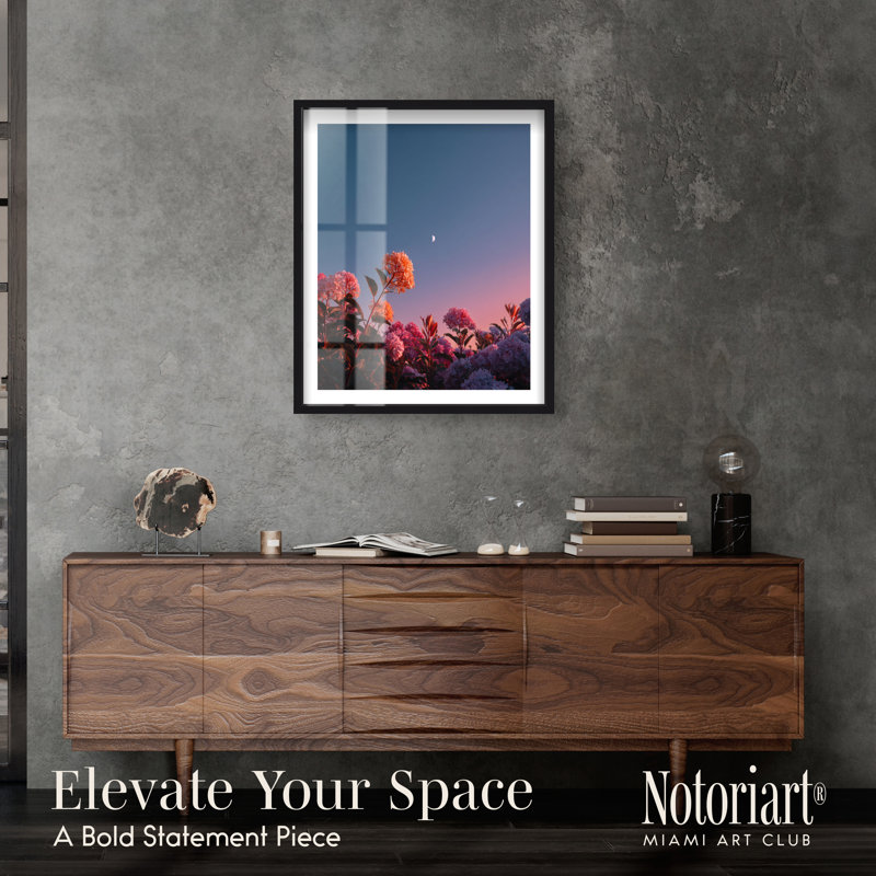 Décoration murale bord de mer Twilight Hydrangeas I Shadowbox Print par Notoriart, cadre noir, H 31 po x l 25 po, Cadre noir