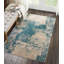 Tapis ivoire / bleu sarcelle à motif abstrait Greater Taree-1934836135
