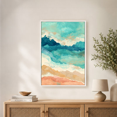 Art mural sur toile flottant bleu vif avec cadre flottant, prêt à accrocher