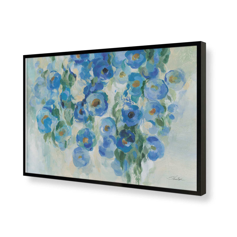 «Blue Garden» par Silvia Vassileva, reproduction d'art, H 32 po x l 48 po, Black
