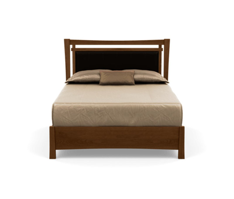 Monterey Upholstered Bed, California King, Ebony Leather, Saddle Cherry