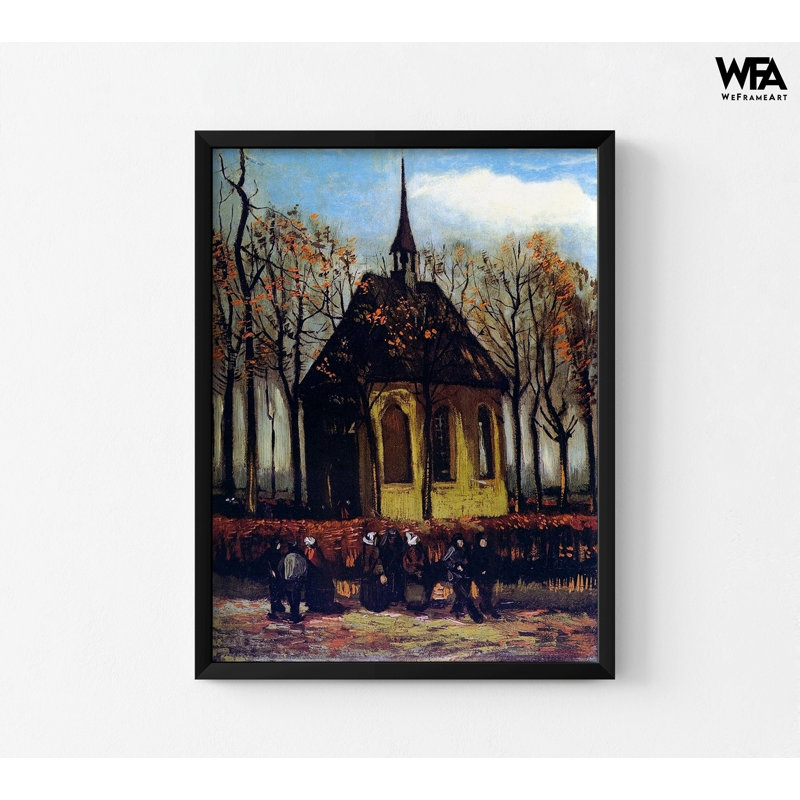«Chapel at Nuenen with Churchgoers» par Vincent Van Gogh, art mural, impression de Van Gogh, impression de style Van Gogh, décoration murale chrétienne