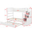 Lit superposé simple au-dessus de simple avec lit gigogne simple et 3 escaliers de rangement-289937942