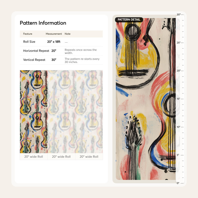 Papier peint abstrait Guitars