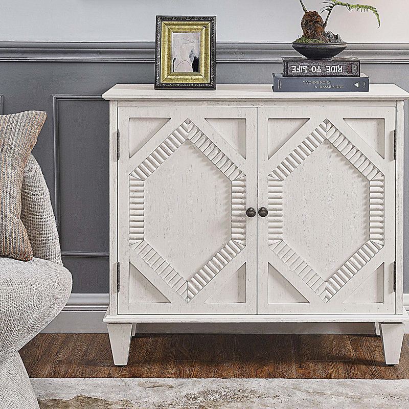 Retro Wooden Sideboard Buffet Cabinet with Storage, Accent Display Cabinets, Antique White