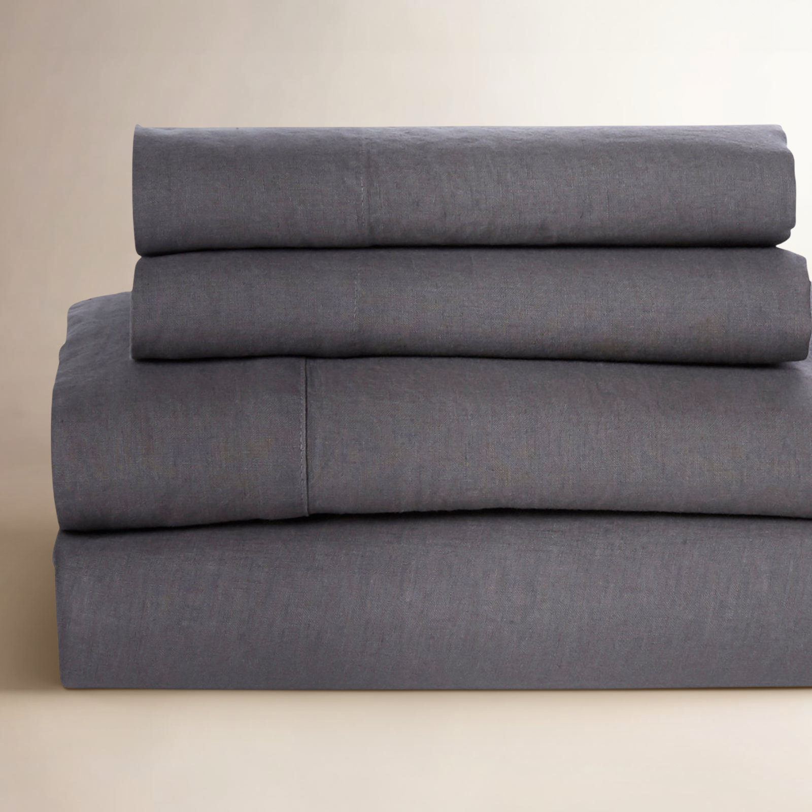 Frazier 100% Linen Machine Woven Sheet Set, Slate Gray, Queen Sheet Set with 2 Pillowcases