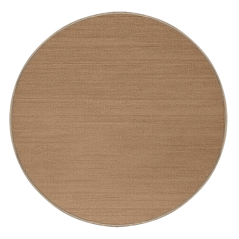 Machine Washable Solid Brown Area Rug, Round 3'