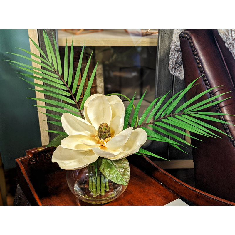 Tropical Magnolia with Palm Leaves