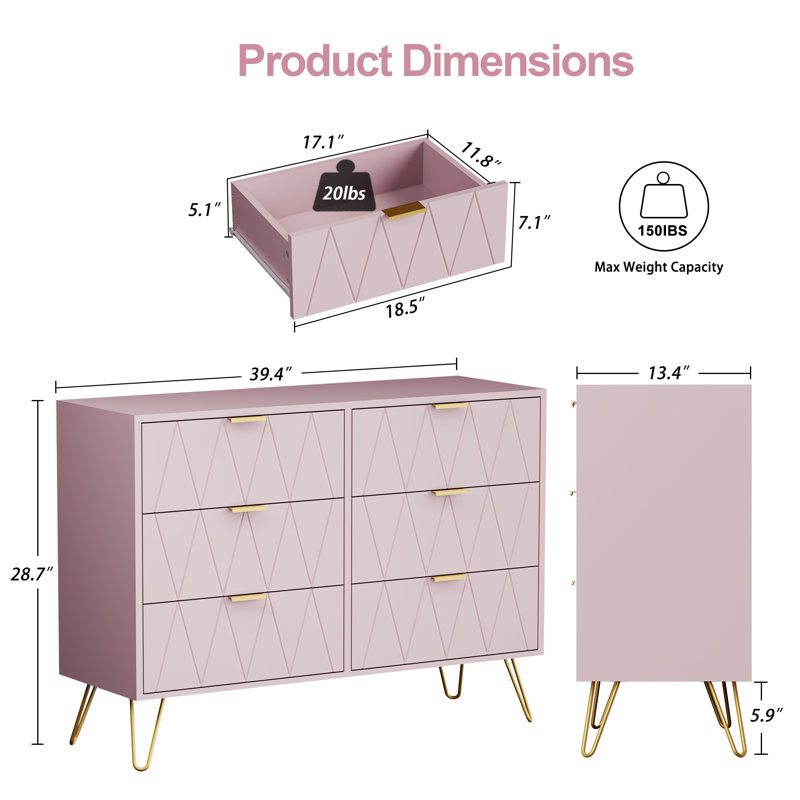 Commode double l 39,4 po Marable, Rose