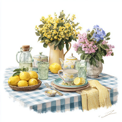 Country Tea Gathering Wrapped Canvas Wall Art