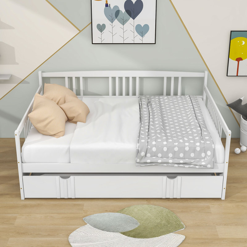 Eolia Wood Daybed With Trundle, Full, White